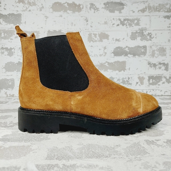 NEW Caslon Miller Brown Suede Pull On Water Resistant Lug Chelsea Bootie A460 - Picture 5 of 11